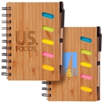 Bamboo Front Cover Notebook with Sticky Note and Pen