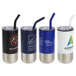 Oxford 16 oz Stainless Steel/Polypropylene Tumbler with Straw