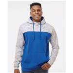 J America Adult Melange Color Blocked Hooded Sweatshirt