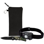 Wave Sensor LED Rechargeable Headlight with Bullseye Camo Knife