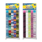 Set of 10 Fashion Pencils (Boys & Girls Theme Sets) with Eraser