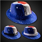 Patriotic Sequin LED Fedora (Imprintable Bands Available)