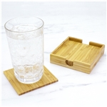4-Piece Bamboo Coaster Set with Case