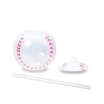 Light Up Baseball Cup with Lid and Straw