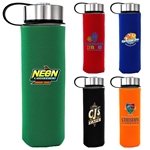 Metal Lanyard Lid 22 oz Frosted Glass Sleeve Bottle