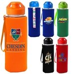 Easy Pour 22 oz Frosted Glass Sleeve Lanyard Bottle