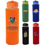 Pop Up Lid 22 oz Frosted Glass Sleeve Bottle