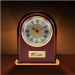 Rosewood and Black Glass Arch Clock