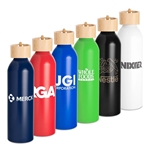 Meriden Sustainable Aluminum Bottle with Bamboo Lid &Cotton String Loop