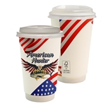 16 oz Full Color Patriotic Paper Cup With Lid