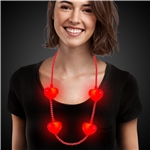 Jumbo Hearts Light Up Bead Necklace Red
