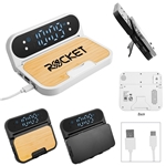 15W Bamboo Folding Charger With Digital Clock