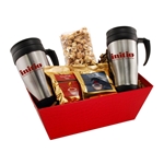 Tray w/Mugs and Caramel Popcorn