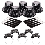 Ebony and Silver New Year's Eve Party Kit for 50 People