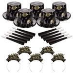 Ebony and Gold New Year's Eve Party Kit for 50 People