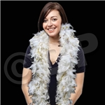 White with Gold Tinsel Feather Boa