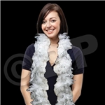 White with Silver Tinsel Feather Boa