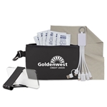 "CAPETOWN" 10 pcs Multi Charging Tech Kit in Black Mesh Zipper Pouch