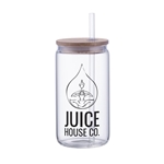 Danville 18oz Can Glass w Bamboo Lid and Straw