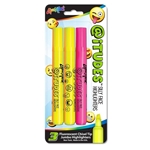Set of 3 @iTUDES™ Emoji Silly Face Highlighters - Assorted Colors - USA Made