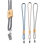 Braided Rope Lanyard with Bamboo Adjuster & Bulldog Clip