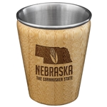 Nebraska State Bamboo and Stainless Steel Shot Glass