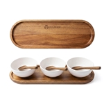 Sullivan Melamine Bowl Set With Acacia Wood Holder