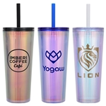 Pyramid 22 oz Recycled Iridescent Silicone Straw Tumbler