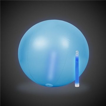 12 Inch Inflatable Beach Balls with 1 - 6 Inch BLUE Glow Stick