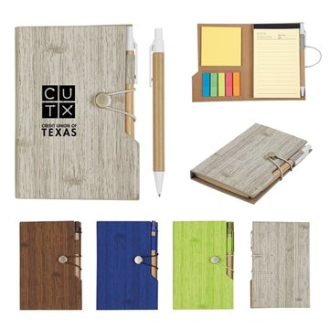 Woodgrain Look Notebook With Sticky Notes And Flags